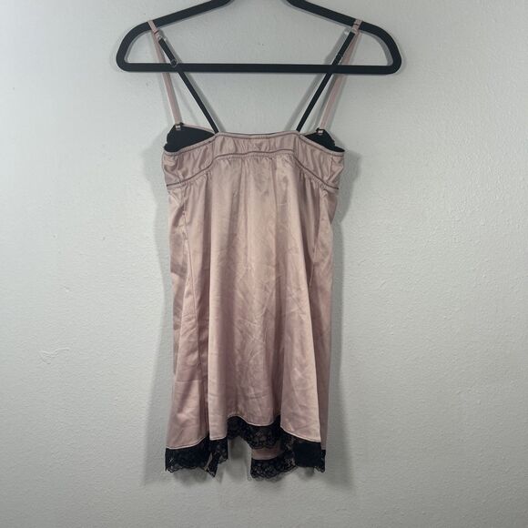 3 Suisses Slip Dress Women 32C Pink Satin Lace Trim Babydoll Lingerie Y2k 90s - Picture 4 of 7